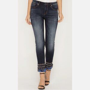 Miss Me Blue Velvet Cuffed Ankle Skinny Jeans